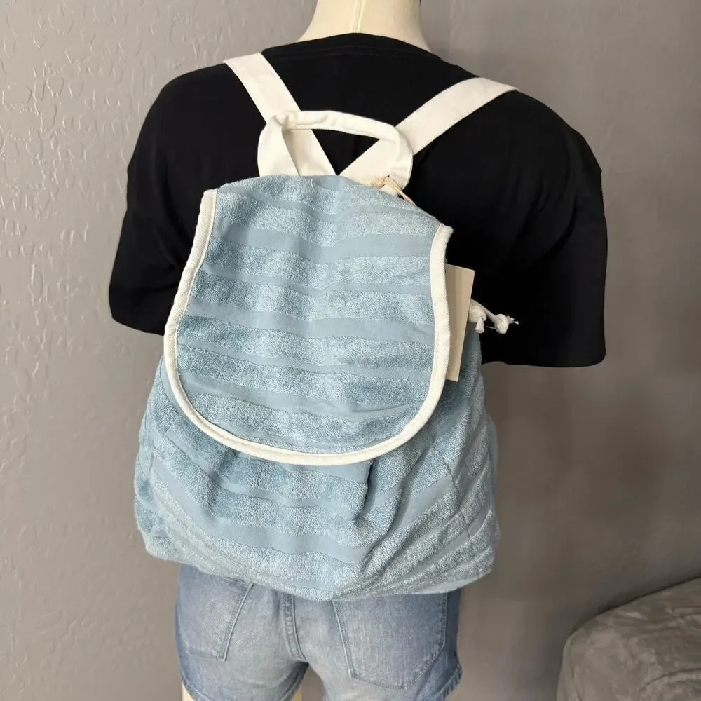 Lu and Elle Towel Beach Backpack, Blue, One Size